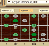 E7 HM5 Scale Fretboard View